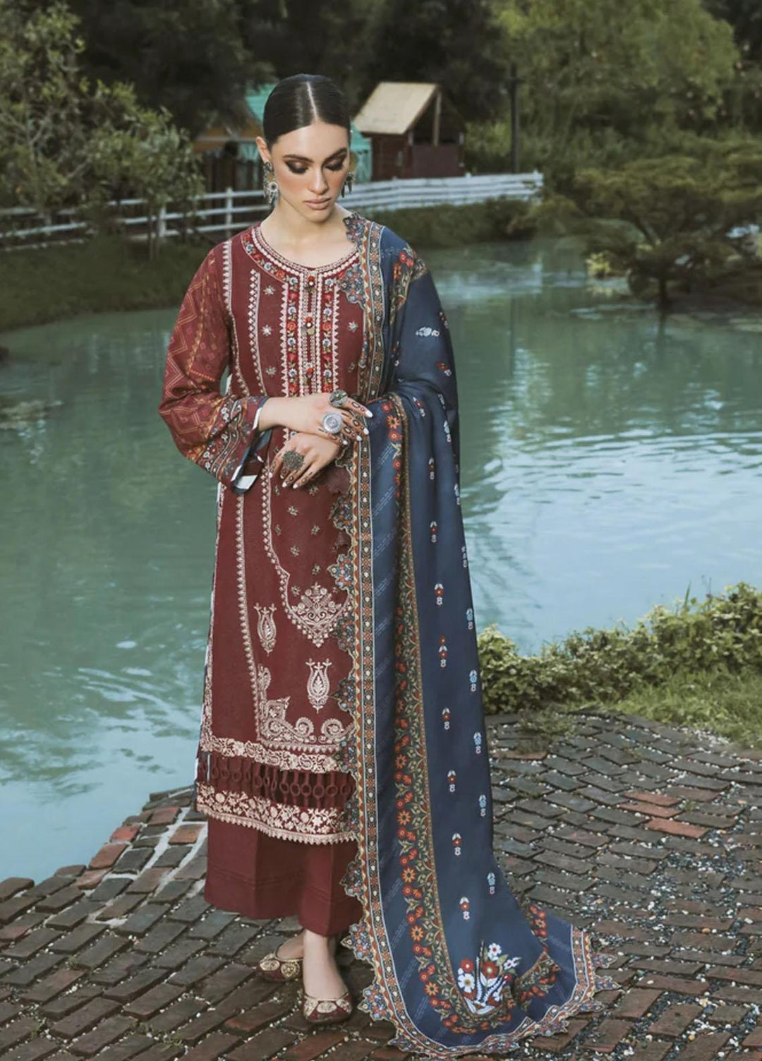 Tehzeeb By Aabyaan Embroidered Karandi Suits Unstitched 3 Piece ABY22T AK-04 Afrozeh - Winter Collection