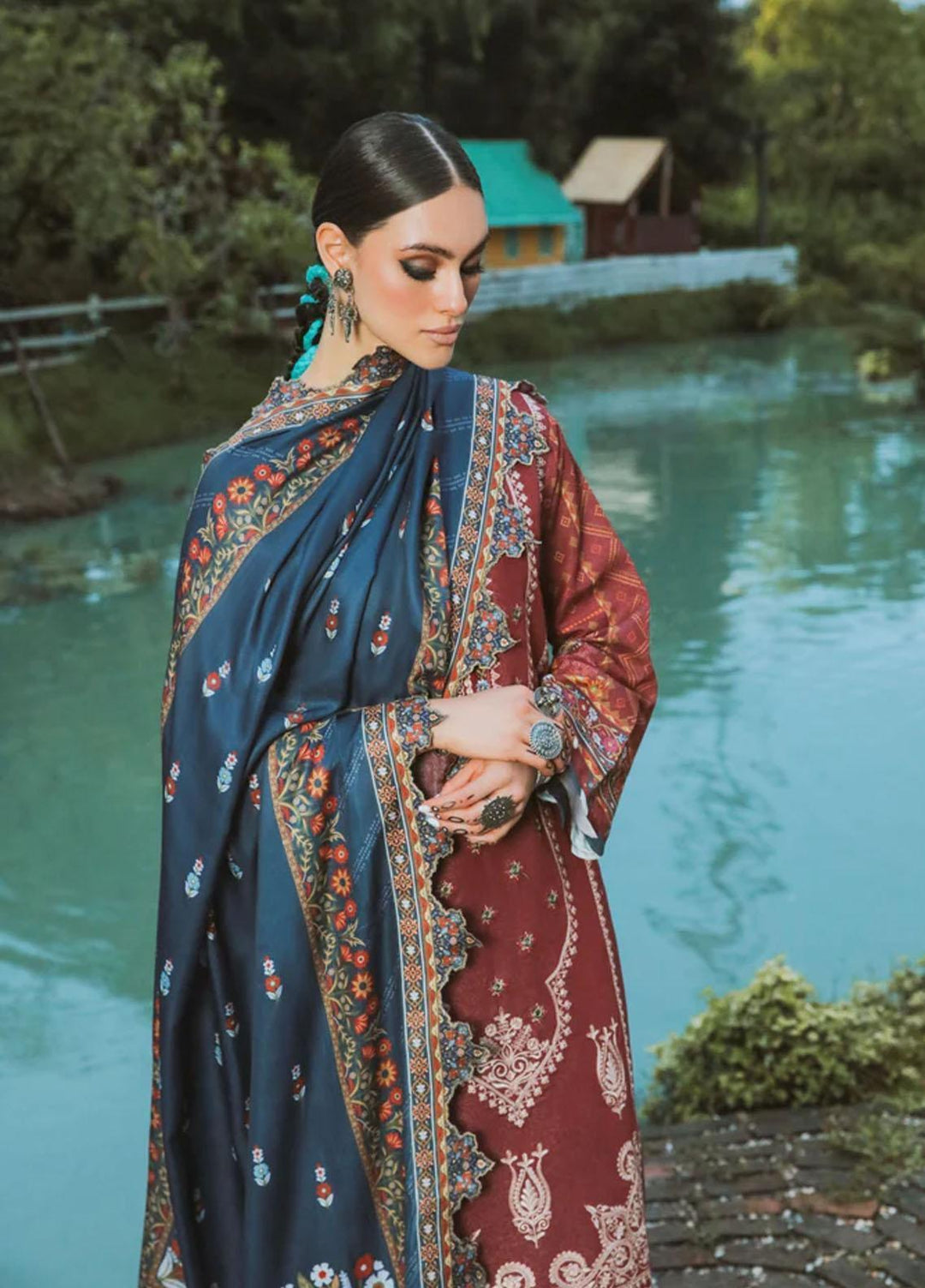 Tehzeeb By Aabyaan Embroidered Karandi Suits Unstitched 3 Piece ABY22T AK-04 Afrozeh - Winter Collection