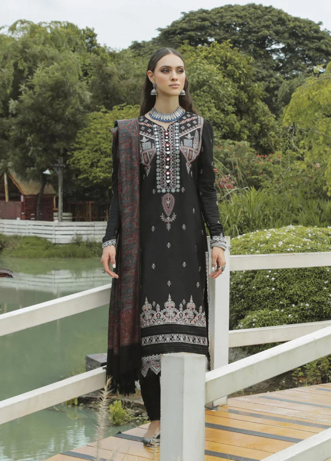 Tehzeeb By Aabyaan Embroidered Karandi Suits Unstitched 3 Piece ABY22T AK-09 Mashal - Winter Collection