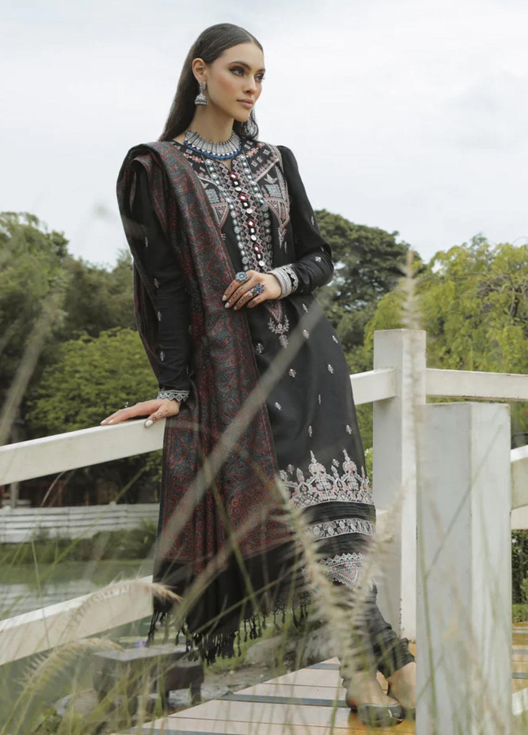 Tehzeeb By Aabyaan Embroidered Karandi Suits Unstitched 3 Piece ABY22T AK-09 Mashal - Winter Collection