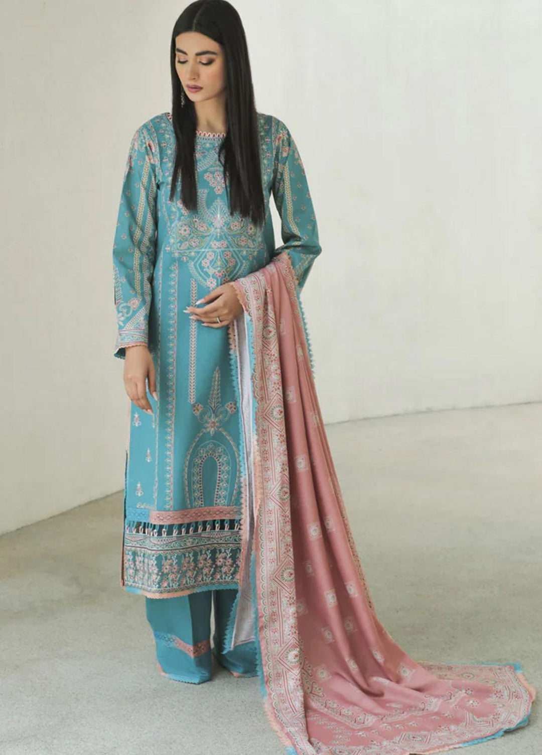 Tehzeeb By Aabyaan Embroidered Karandi Suits Unstitched 3 Piece ABY22T AK-10 Amal - Winter Collection