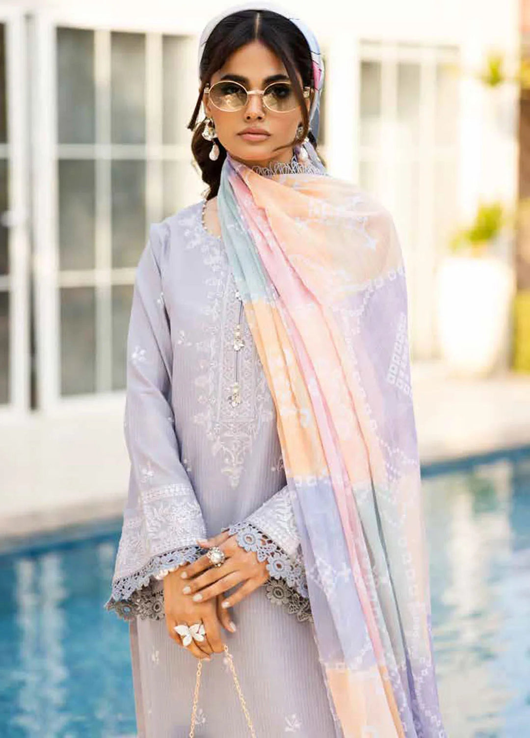 Tehzeeb by Riaz Arts Chikankari Lawn Suits Unstitched 3 Piece RA25TEC TL-441 - Summer Collection
