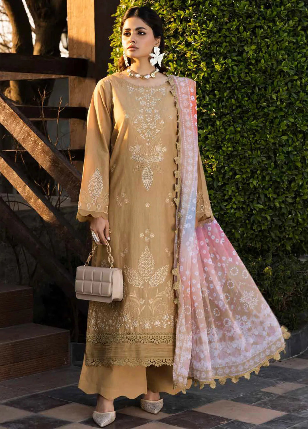 Tehzeeb by Riaz Arts Chikankari Lawn Suits Unstitched 3 Piece RA25TEC TL-445 - Summer Collection