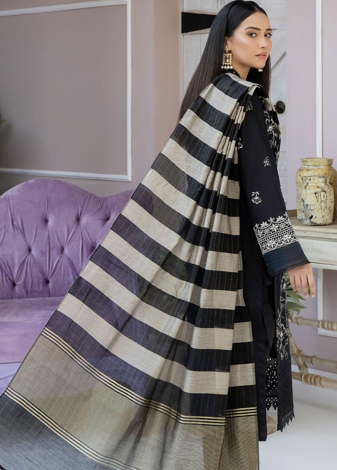 Tehzeeb By Riaz Arts Embroidered Lawn Suits Unstitched 3 Piece RA23-T3 TL-15 - Summer Collection