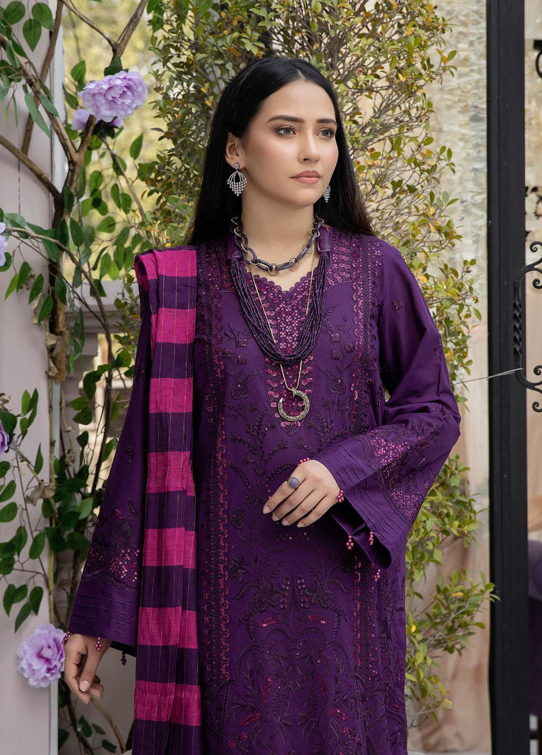 Tehzeeb By Riaz Arts Embroidered Lawn Suits Unstitched 3 Piece RA23-T3 TL-17 - Summer Collection