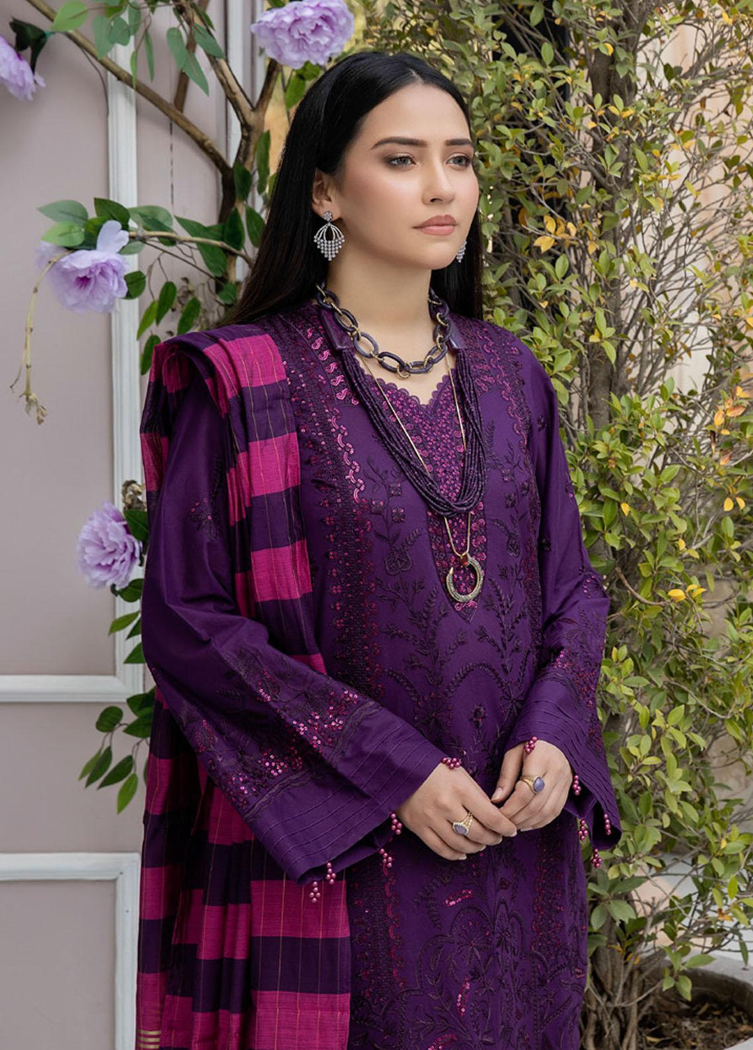 Tehzeeb By Riaz Arts Embroidered Lawn Suits Unstitched 3 Piece RA23-T3 TL-17 - Summer Collection