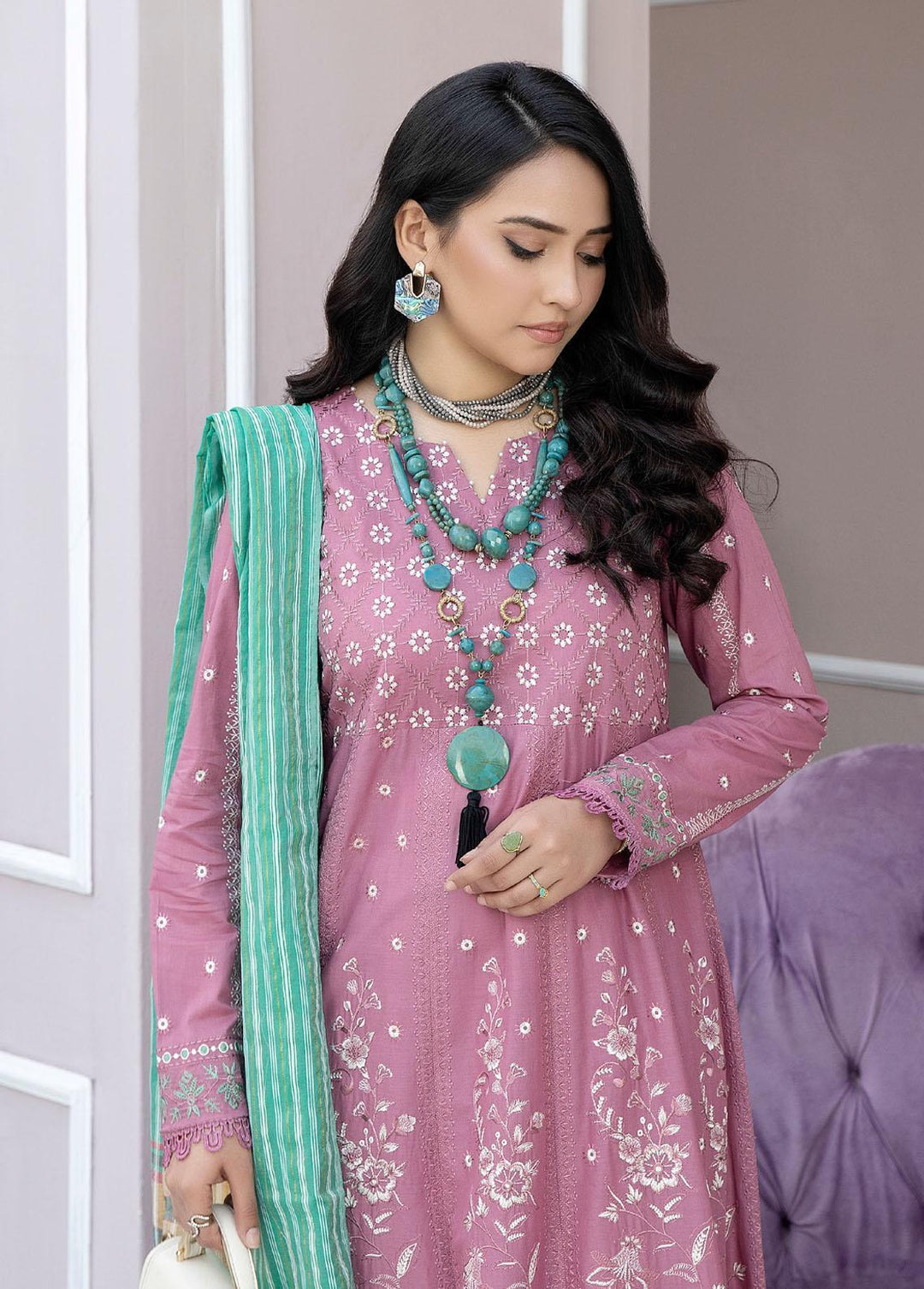 Tehzeeb By Riaz Arts Embroidered Lawn Suits Unstitched 3 Piece RA23-T3 TL-20 - Summer Collection