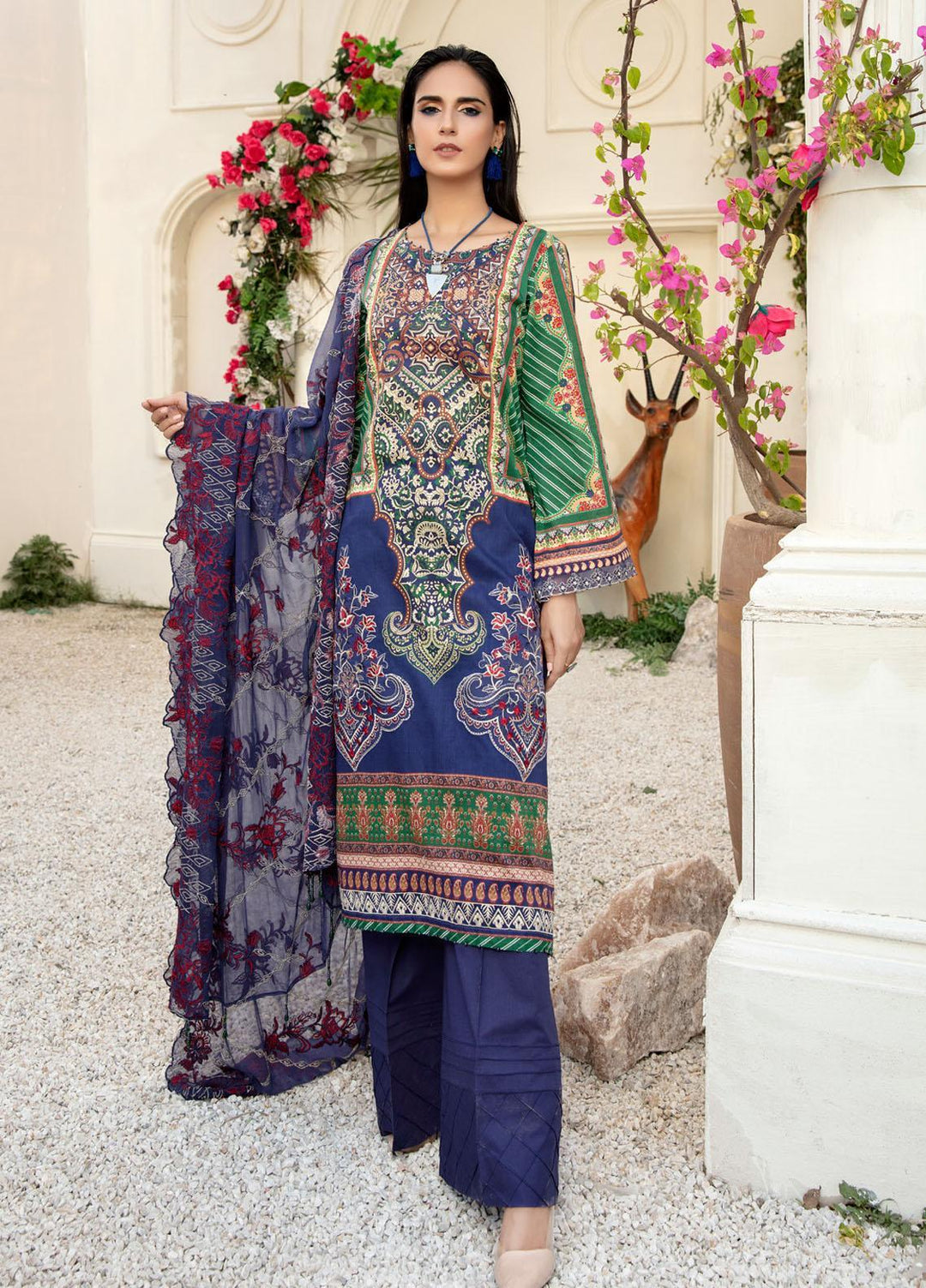 Tehzeeb by Riaz Arts Embroidered Lawn Suits Unstitched 3 Piece RA21TZ TL-20 - Summer Collection