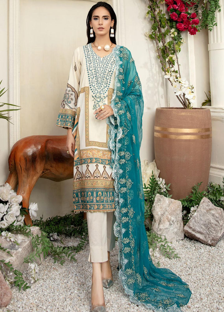 Tehzeeb by Riaz Arts Embroidered Lawn Suits Unstitched 3 Piece RA21TZ TL-25 - Summer Collection