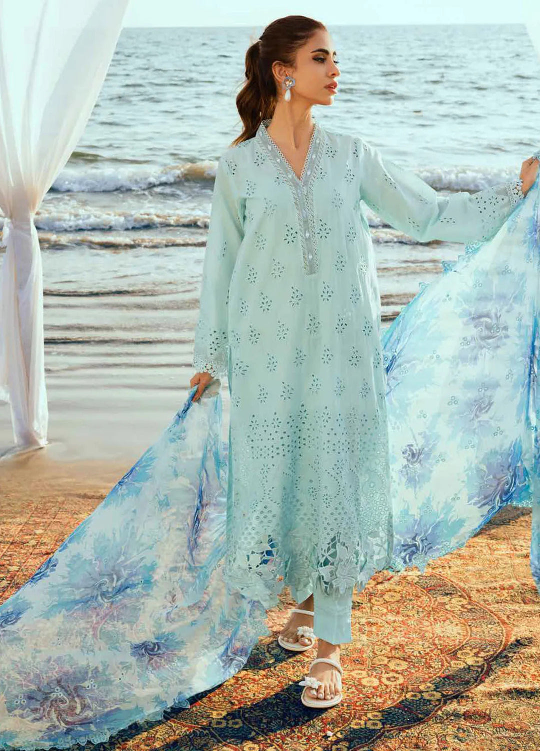 Tehzeeb by Riaz Arts Embroidered Lawn Suit Unstitched 3 Piece RA25TC TL-417 - Summer Collection