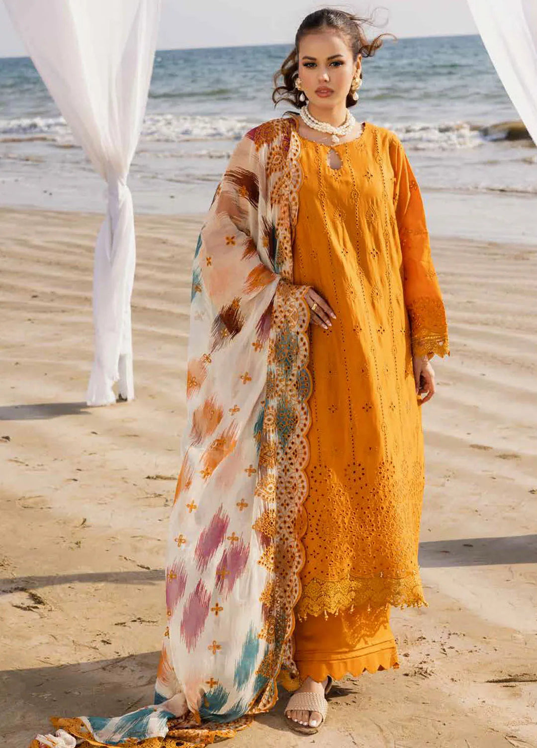 Tehzeeb by Riaz Arts Embroidered Lawn Suit Unstitched 3 Piece RA25TC TL-423 - Summer Collection