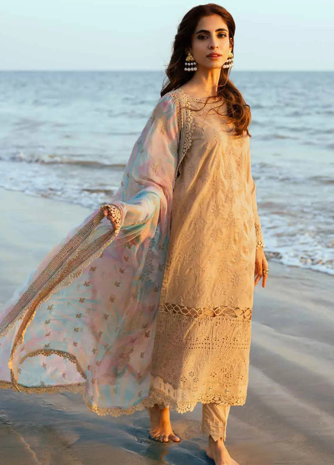 Tehzeeb by Riaz Arts Embroidered Lawn Suit Unstitched 3 Piece RA25TC TL-424 - Summer Collection