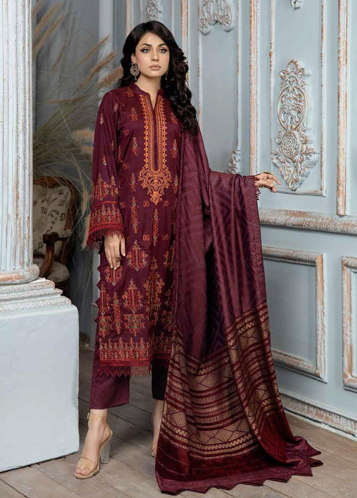Tehzeeb By Riaz Arts Embroidered Leather Peach Suits Unstitched 3 Piece RA22TP TL-34 - Winter Collection