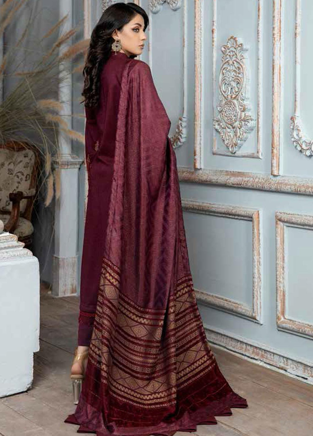 Tehzeeb By Riaz Arts Embroidered Leather Peach Suits Unstitched 3 Piece RA22TP TL-34 - Winter Collection