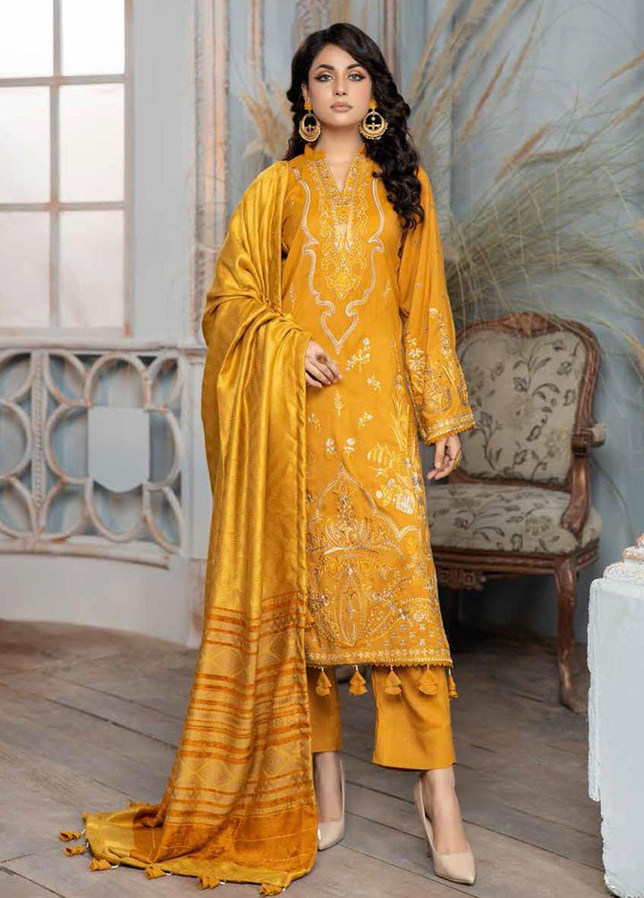 Tehzeeb By Riaz Arts Embroidered Leather Peach Suits Unstitched 3 Piece RA22TP TL-35 - Winter Collection