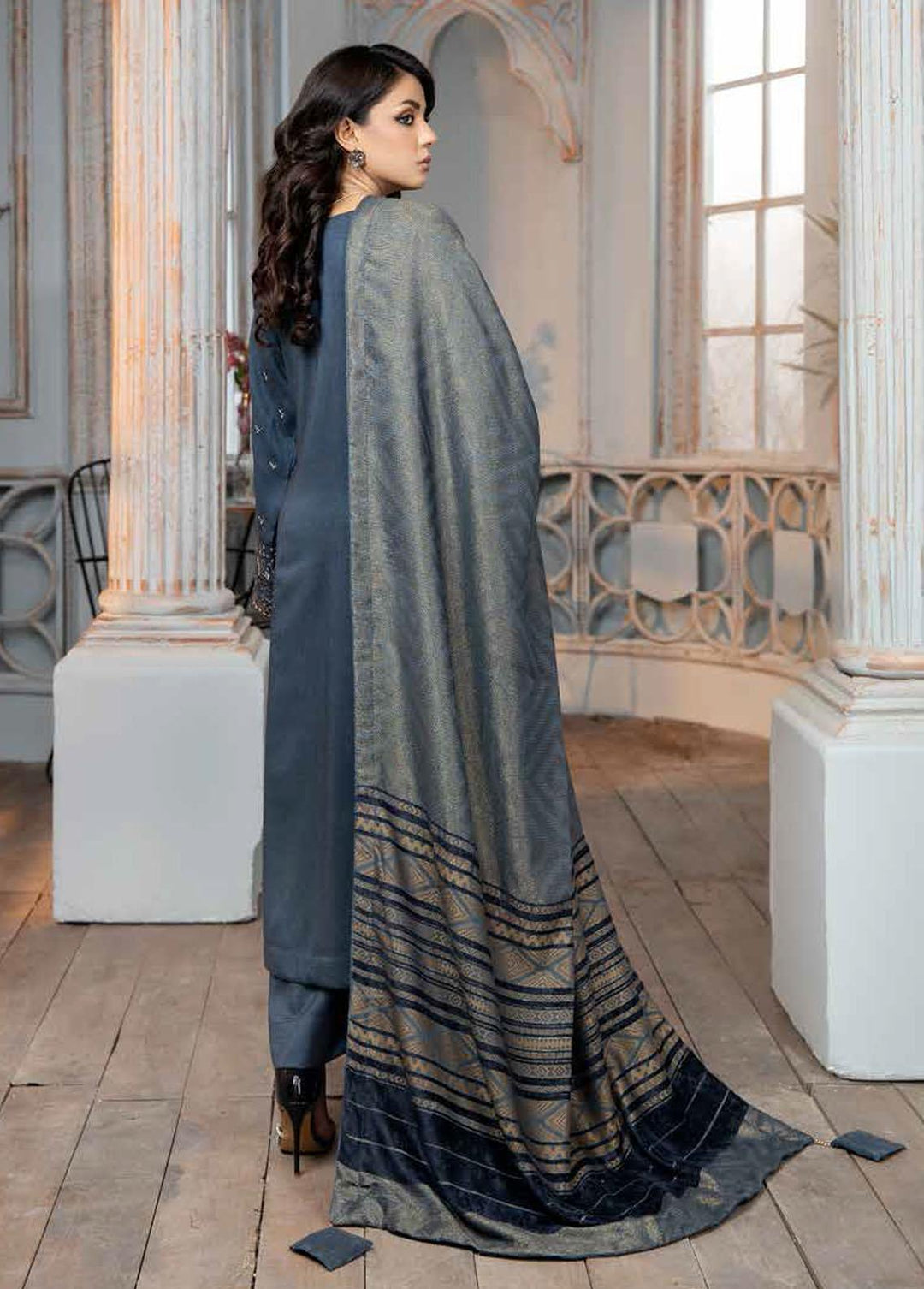 Tehzeeb By Riaz Arts Embroidered Leather Peach Suits Unstitched 3 Piece RA22TP TL-36 - Winter Collection