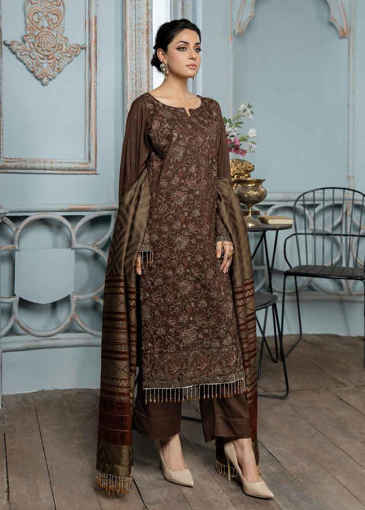 Tehzeeb By Riaz Arts Embroidered Leather Peach Suits Unstitched 3 Piece RA22TP TL-37 - Winter Collection