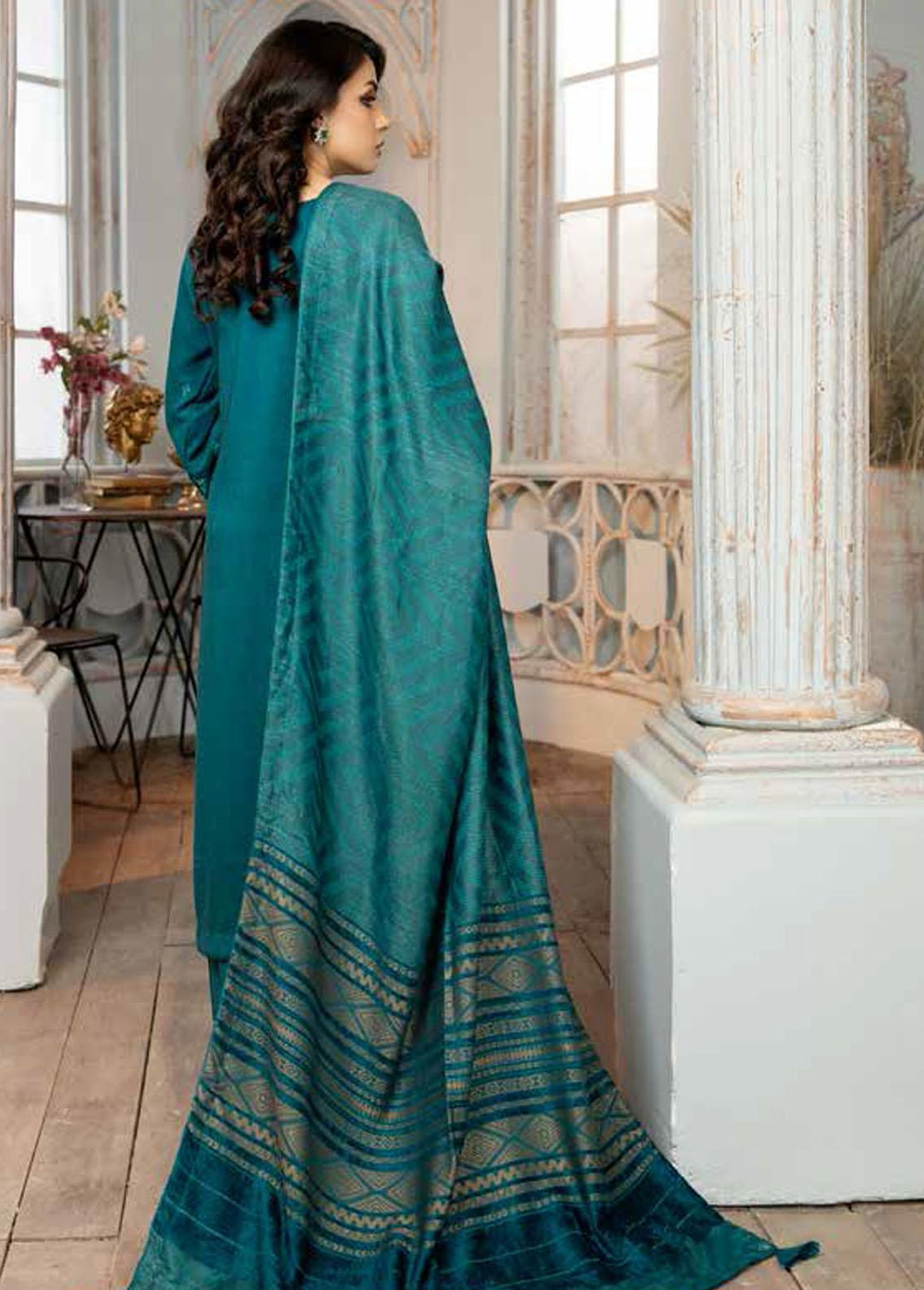 Tehzeeb By Riaz Arts Embroidered Leather Peach Suits Unstitched 3 Piece RA22TP TL-38 - Winter Collection