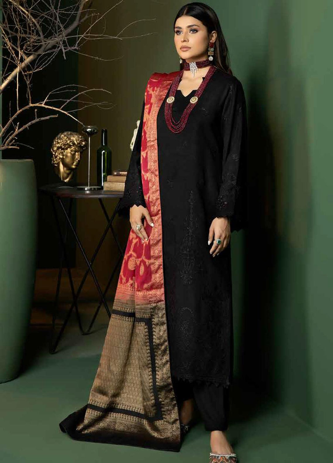 Tehzeeb by Riaz Arts Embroidered Leather Peach Suits Unstitched 3 Piece RA22TB TL-103 - Winter Collection