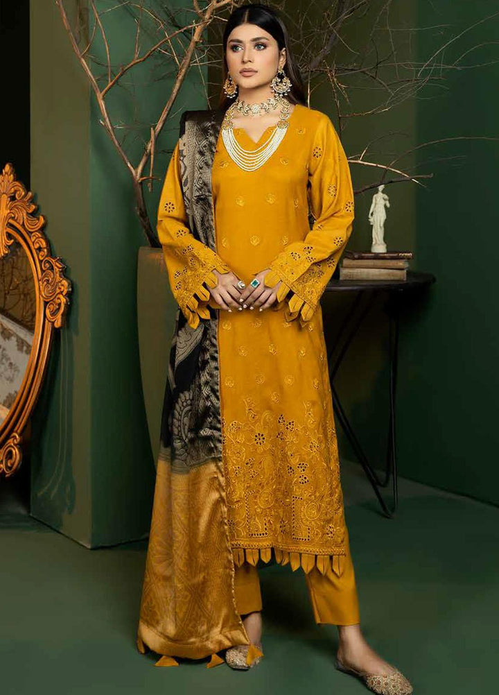 Tehzeeb by Riaz Arts Embroidered Leather Peach Suits Unstitched 3 Piece RA22TB TL-104 - Winter Collection