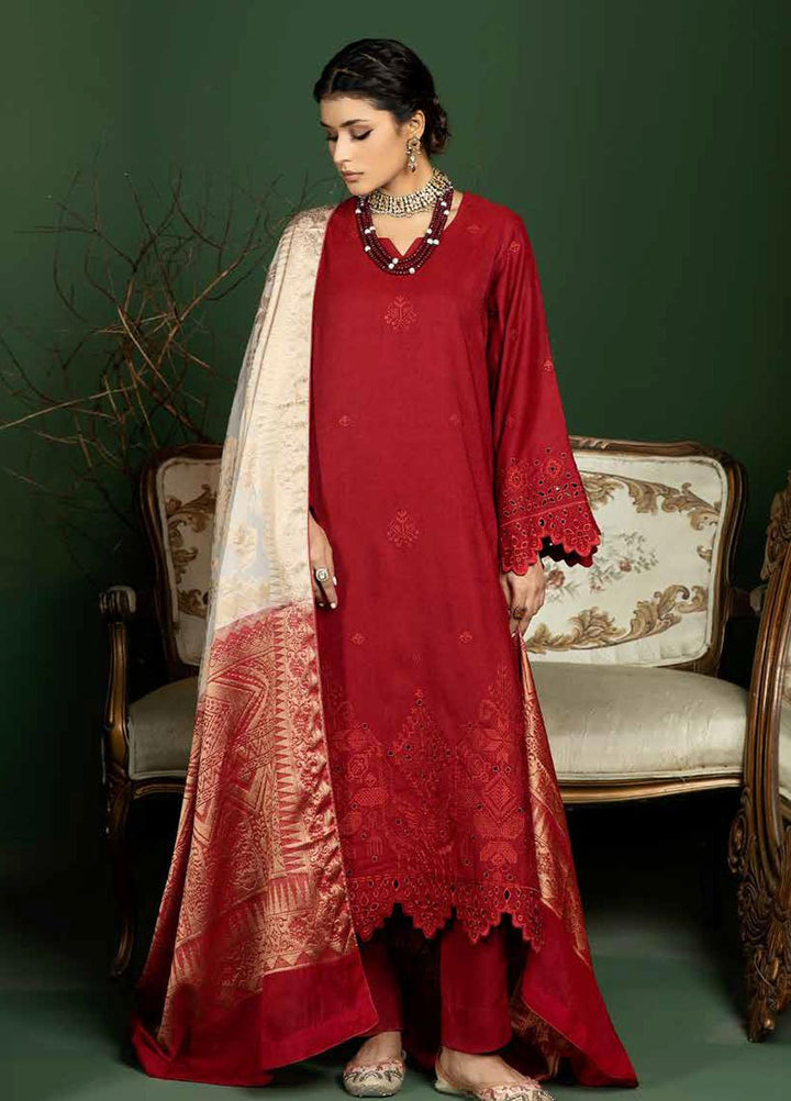 Tehzeeb by Riaz Arts Embroidered Leather Peach Suits Unstitched 3 Piece RA22TB TL-107 - Winter Collection