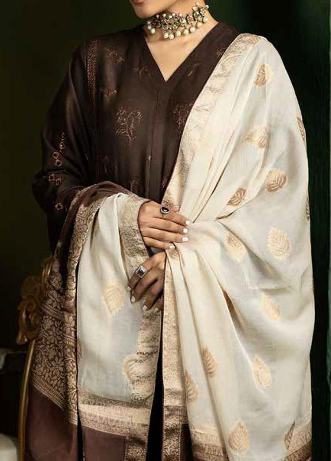 Tehzeeb by Riaz Arts Embroidered Leather Peach Suits Unstitched 3 Piece RA22TB TL-108 - Winter Collection