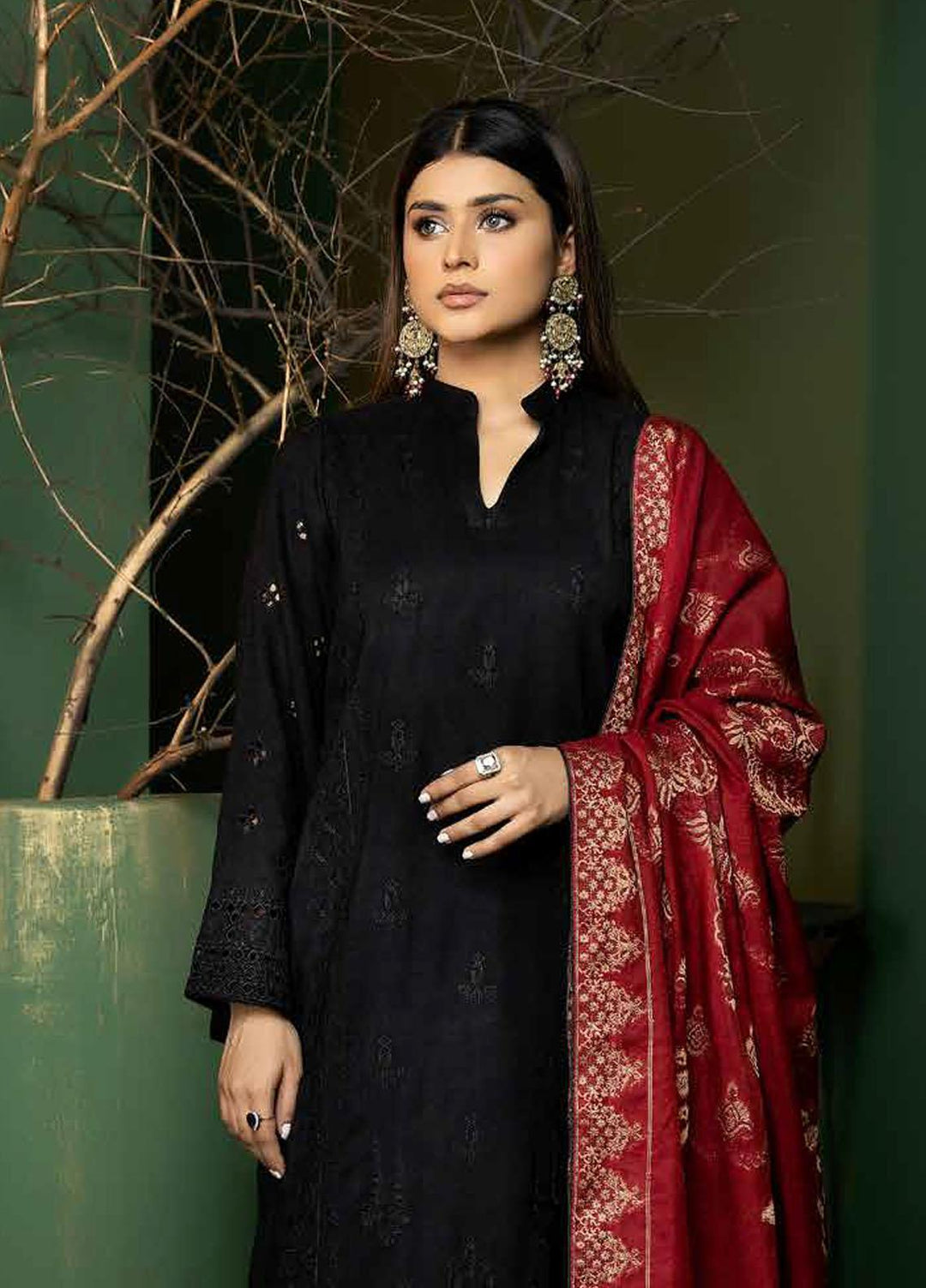 Tehzeeb by Riaz Arts Embroidered Leather Peach Suits Unstitched 3 Piece RA22TB TL-109 - Winter Collection