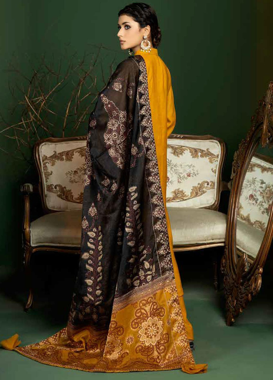 Tehzeeb by Riaz Arts Embroidered Leather Peach Suits Unstitched 3 Piece RA22TB TL-110 - Winter Collection