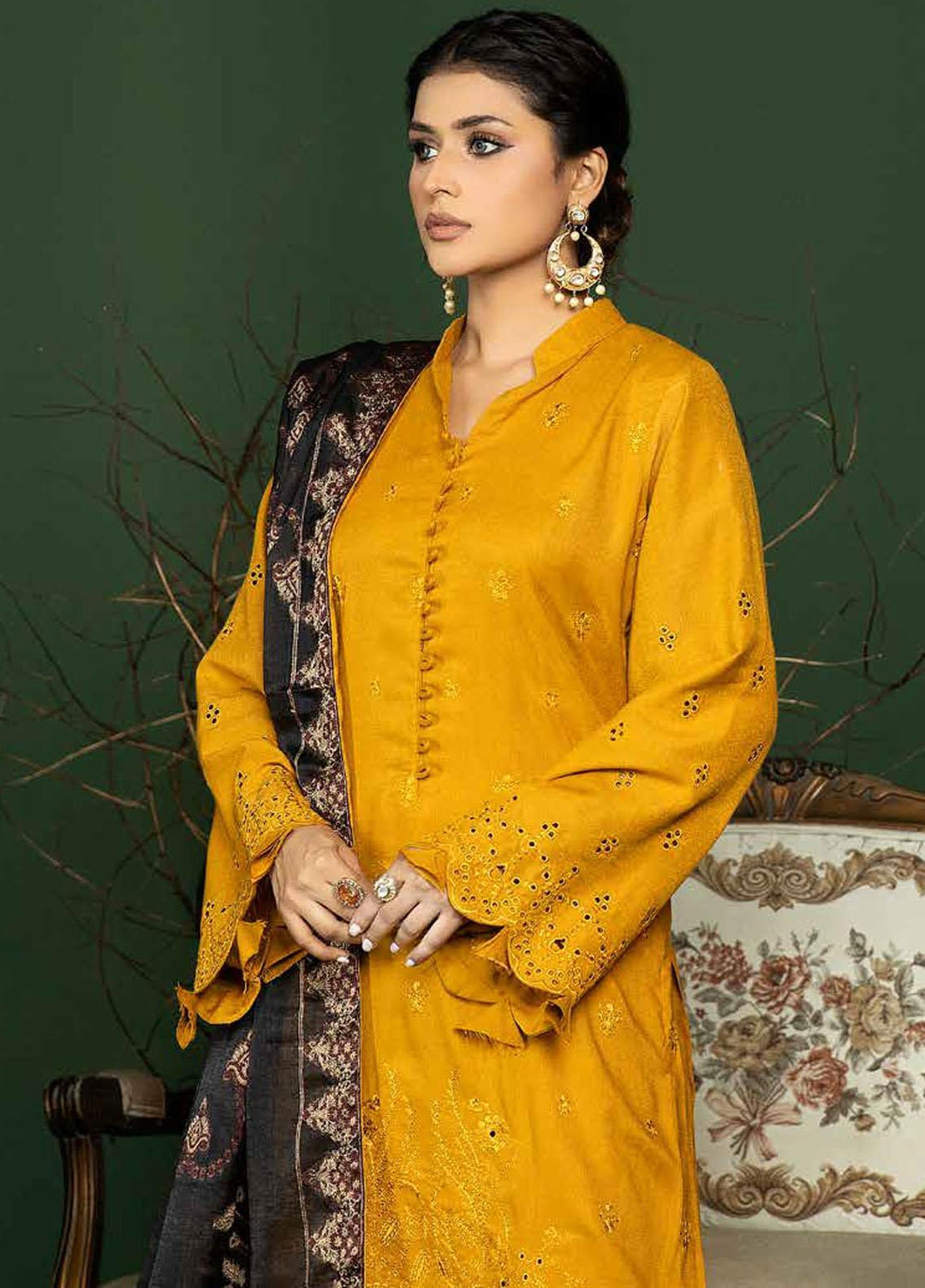 Tehzeeb by Riaz Arts Embroidered Leather Peach Suits Unstitched 3 Piece RA22TB TL-110 - Winter Collection