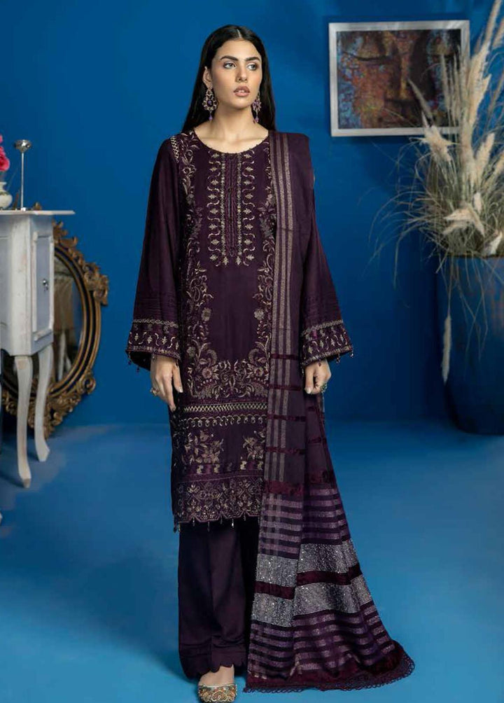 Tehzeeb By Riaz Arts Embroidered Leather Peach Suits Unstitched 3 Piece RA22LP TL-24 - Winter Collection