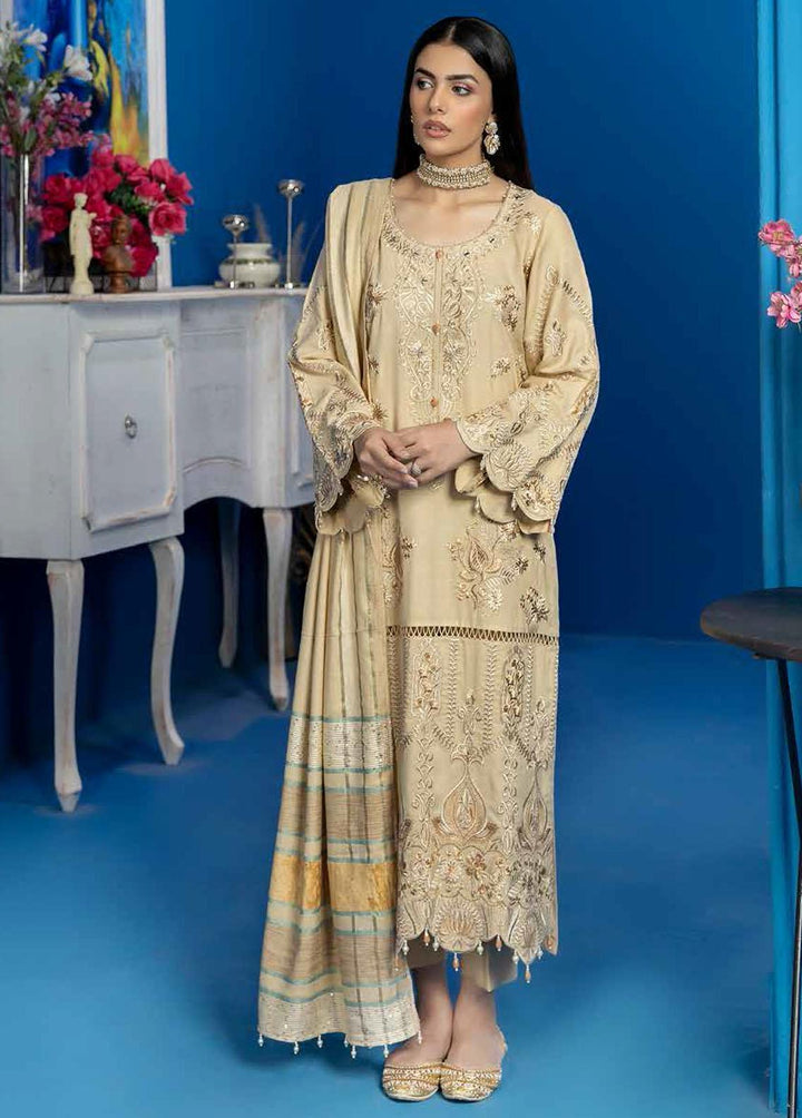 Tehzeeb By Riaz Arts Embroidered Leather Peach Suits Unstitched 3 Piece RA22LP TL-28 - Winter Collection