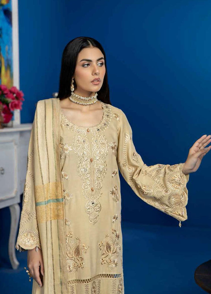 Tehzeeb By Riaz Arts Embroidered Leather Peach Suits Unstitched 3 Piece RA22LP TL-28 - Winter Collection
