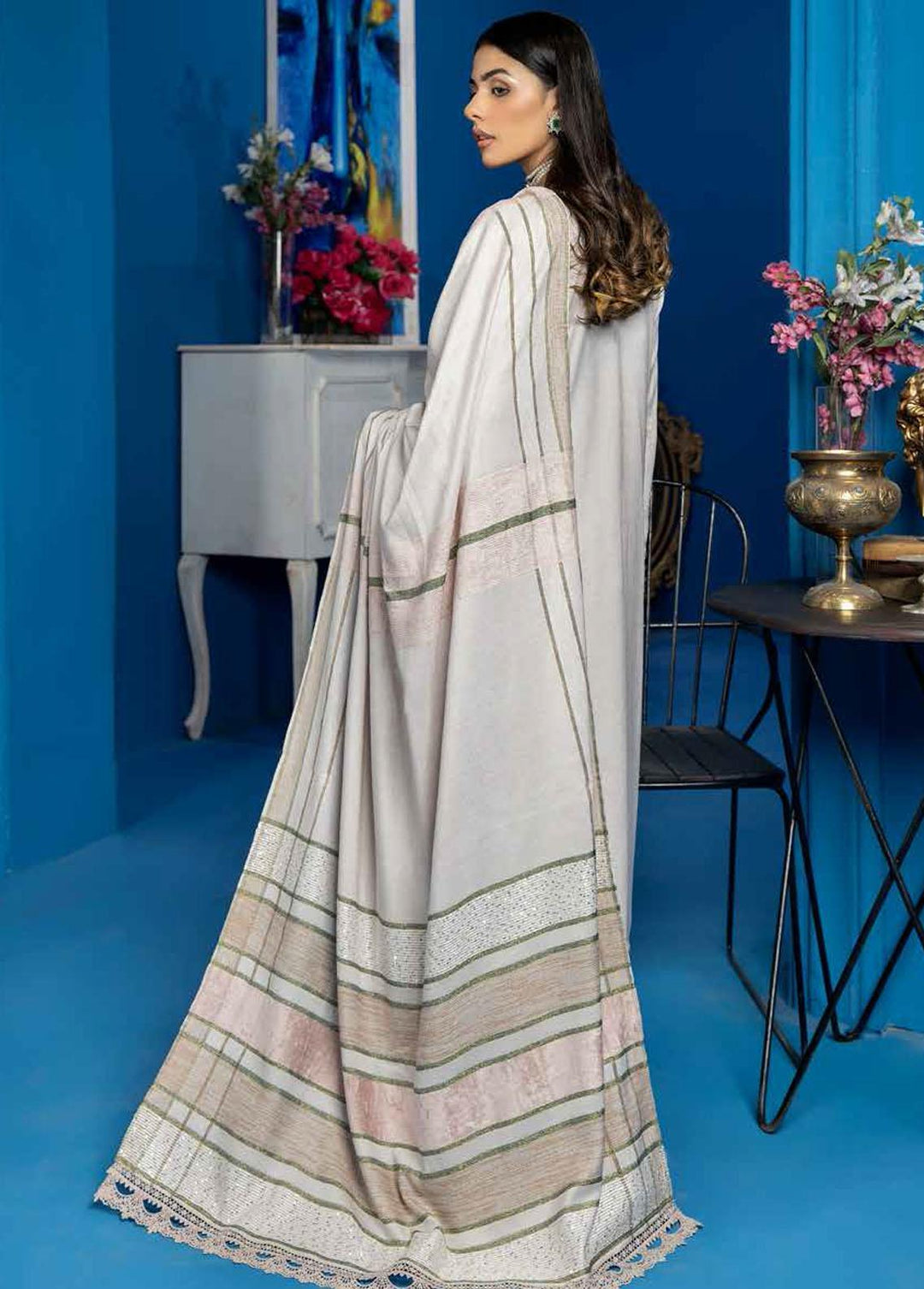 Tehzeeb By Riaz Arts Embroidered Leather Peach Suits Unstitched 3 Piece RA22LP TL-29 - Winter Collection