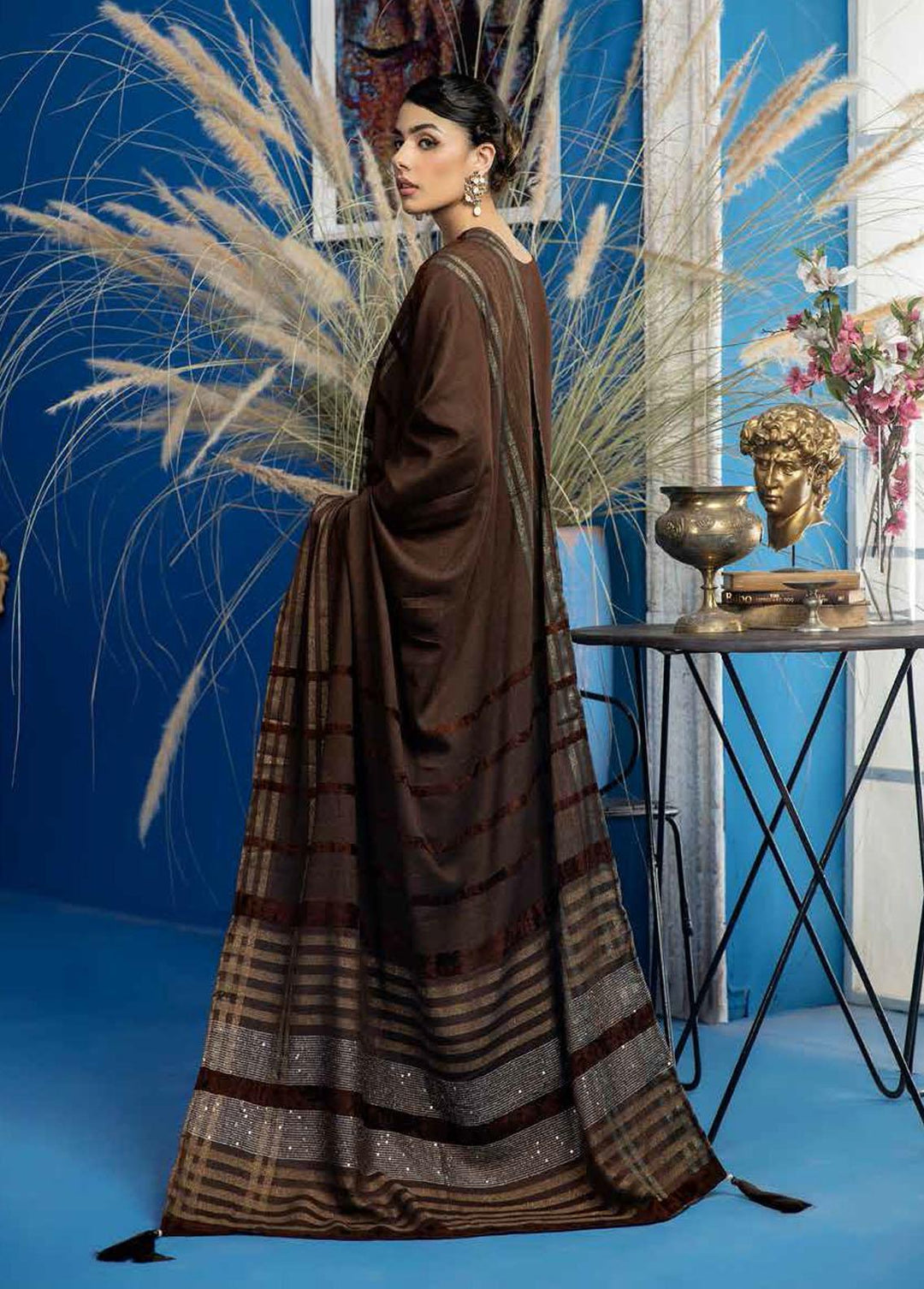 Tehzeeb By Riaz Arts Embroidered Leather Peach Suits Unstitched 3 Piece RA22LP TL-30 - Winter Collection