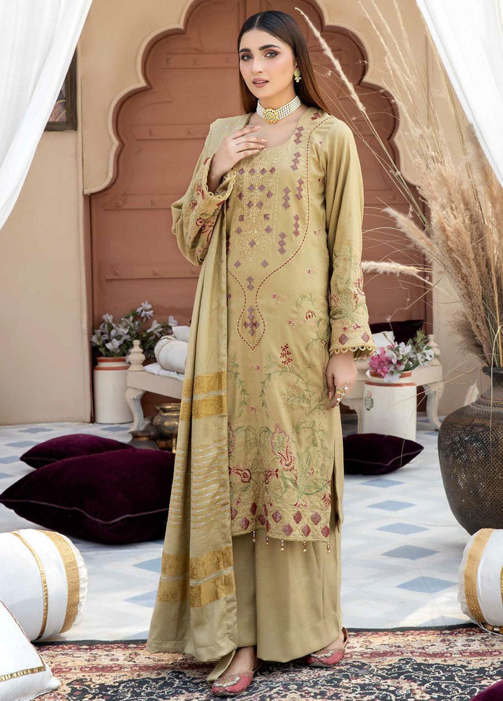 Tehzeeb By Riaz Arts Embroidered Leather Peach Suits Unstitched 3 Piece RA22TL4 TL-52 - Winter Collection