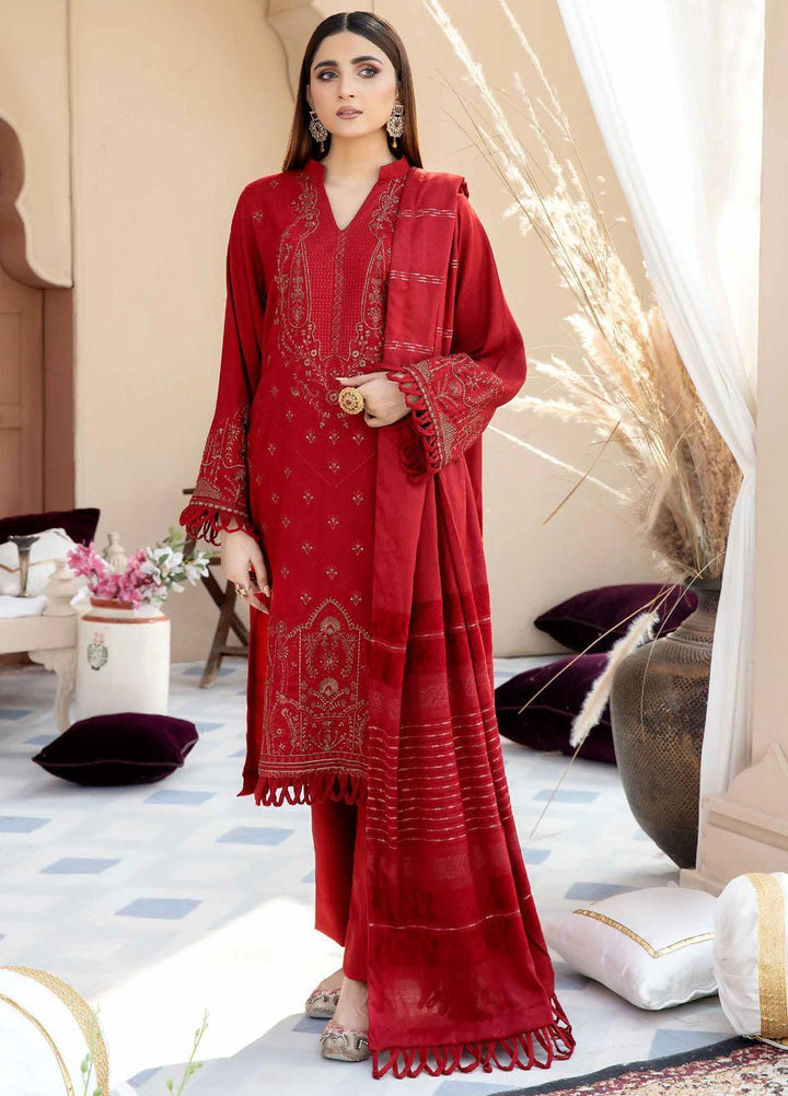 Tehzeeb By Riaz Arts Embroidered Leather Peach Suits Unstitched 3 Piece RA22TL4 TL-54 - Winter Collection