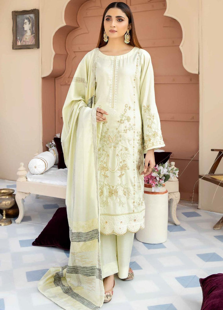 Tehzeeb By Riaz Arts Embroidered Leather Peach Suits Unstitched 3 Piece RA22TL4 TL-55 - Winter Collection