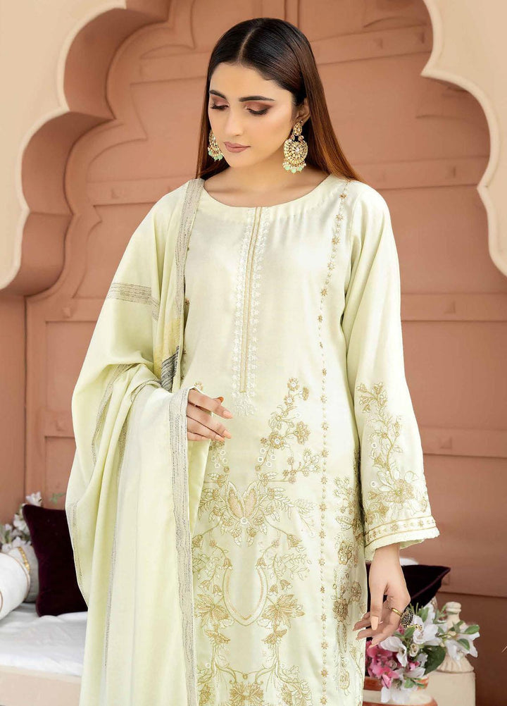 Tehzeeb By Riaz Arts Embroidered Leather Peach Suits Unstitched 3 Piece RA22TL4 TL-55 - Winter Collection
