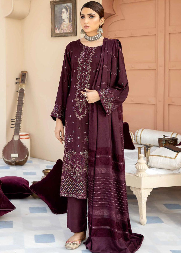 Tehzeeb By Riaz Arts Embroidered Leather Peach Suits Unstitched 3 Piece RA22TL4 TL-56 - Winter Collection