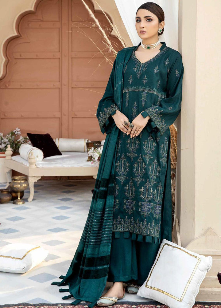 Tehzeeb By Riaz Arts Embroidered Leather Peach Suits Unstitched 3 Piece RA22TL4 TL-58 - Winter Collection