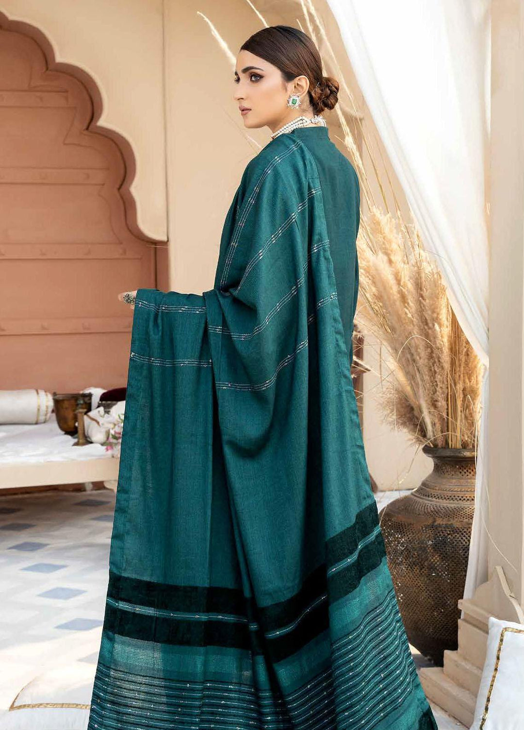 Tehzeeb By Riaz Arts Embroidered Leather Peach Suits Unstitched 3 Piece RA22TL4 TL-58 - Winter Collection