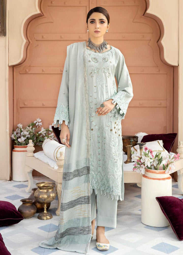 Tehzeeb By Riaz Arts Embroidered Leather Peach Suits Unstitched 3 Piece RA22TL4 TL-59 - Winter Collection