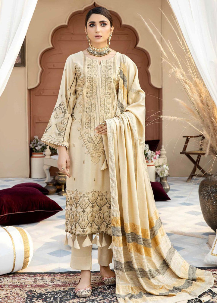 Tehzeeb By Riaz Arts Embroidered Leather Peach Suits Unstitched 3 Piece RA22TL4 TL-60 - Winter Collection