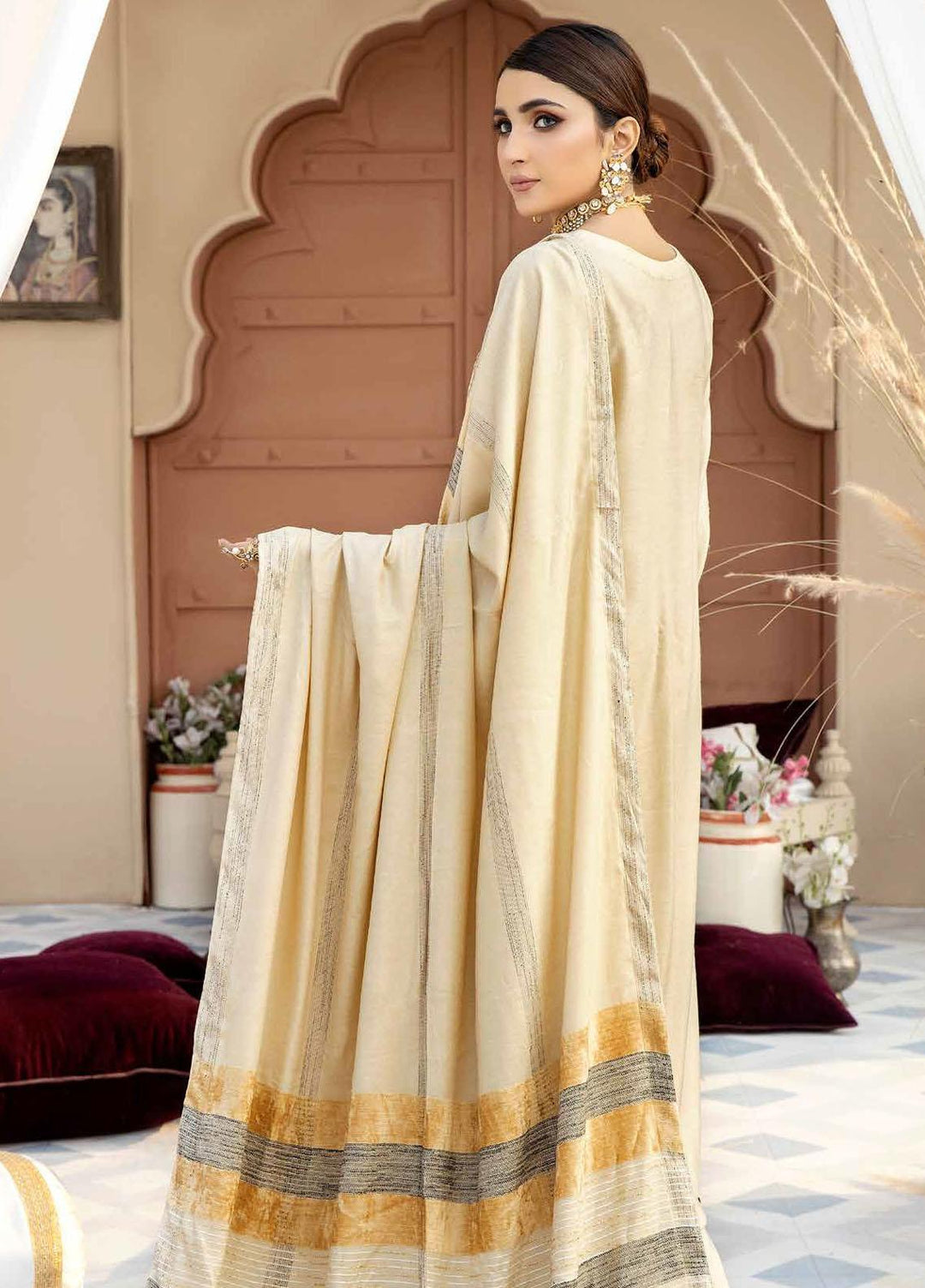 Tehzeeb By Riaz Arts Embroidered Leather Peach Suits Unstitched 3 Piece RA22TL4 TL-60 - Winter Collection