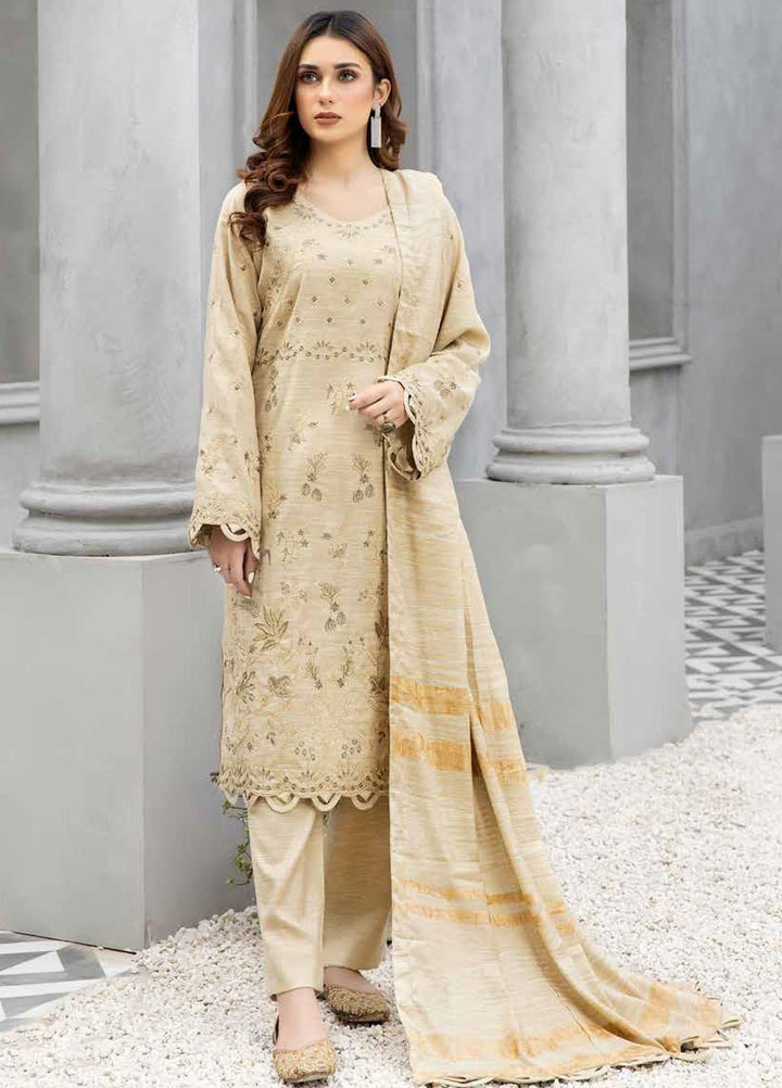Tehzeeb By Riaz Arts Embroidered Leather Peach Suits Unstitched 3 Piece RA22TL5 TL-123 - Winter Collection
