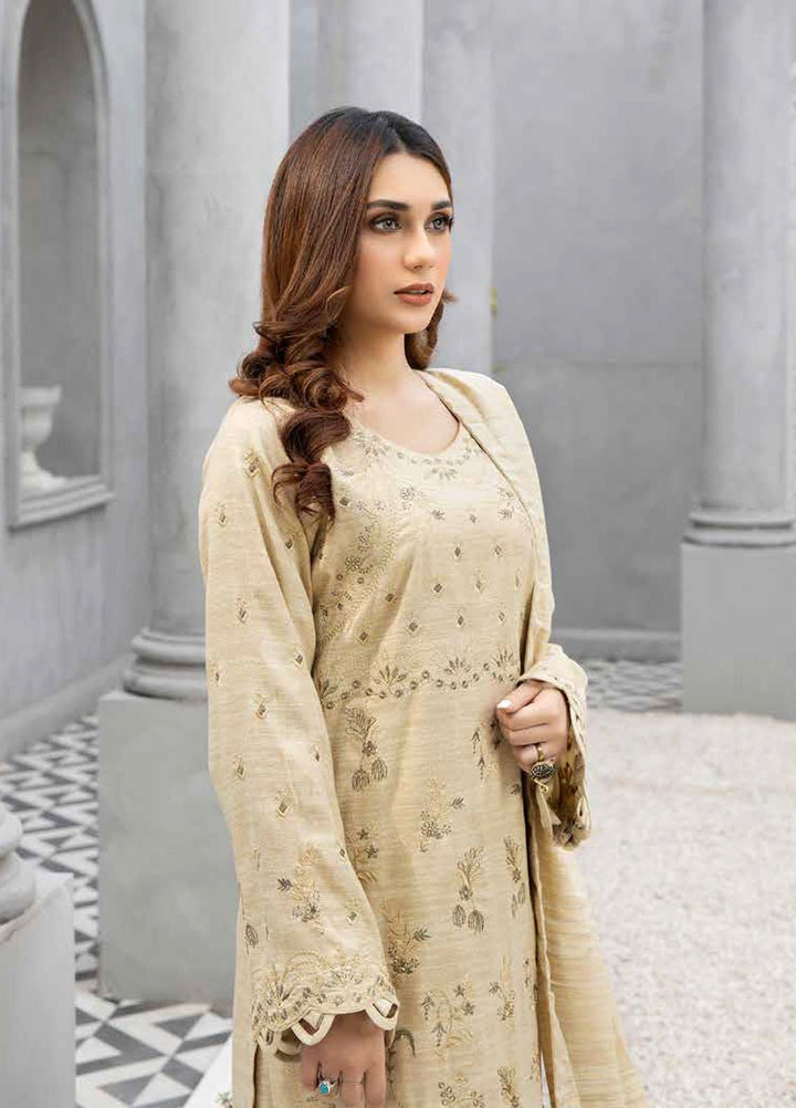 Tehzeeb By Riaz Arts Embroidered Leather Peach Suits Unstitched 3 Piece RA22TL5 TL-123 - Winter Collection
