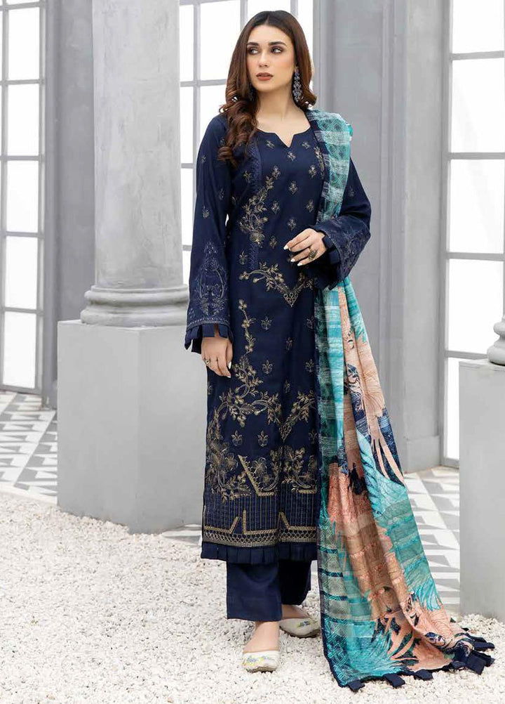 Tehzeeb By Riaz Arts Embroidered Leather Peach Suits Unstitched 3 Piece RA22TL5 TL-124 - Winter Collection