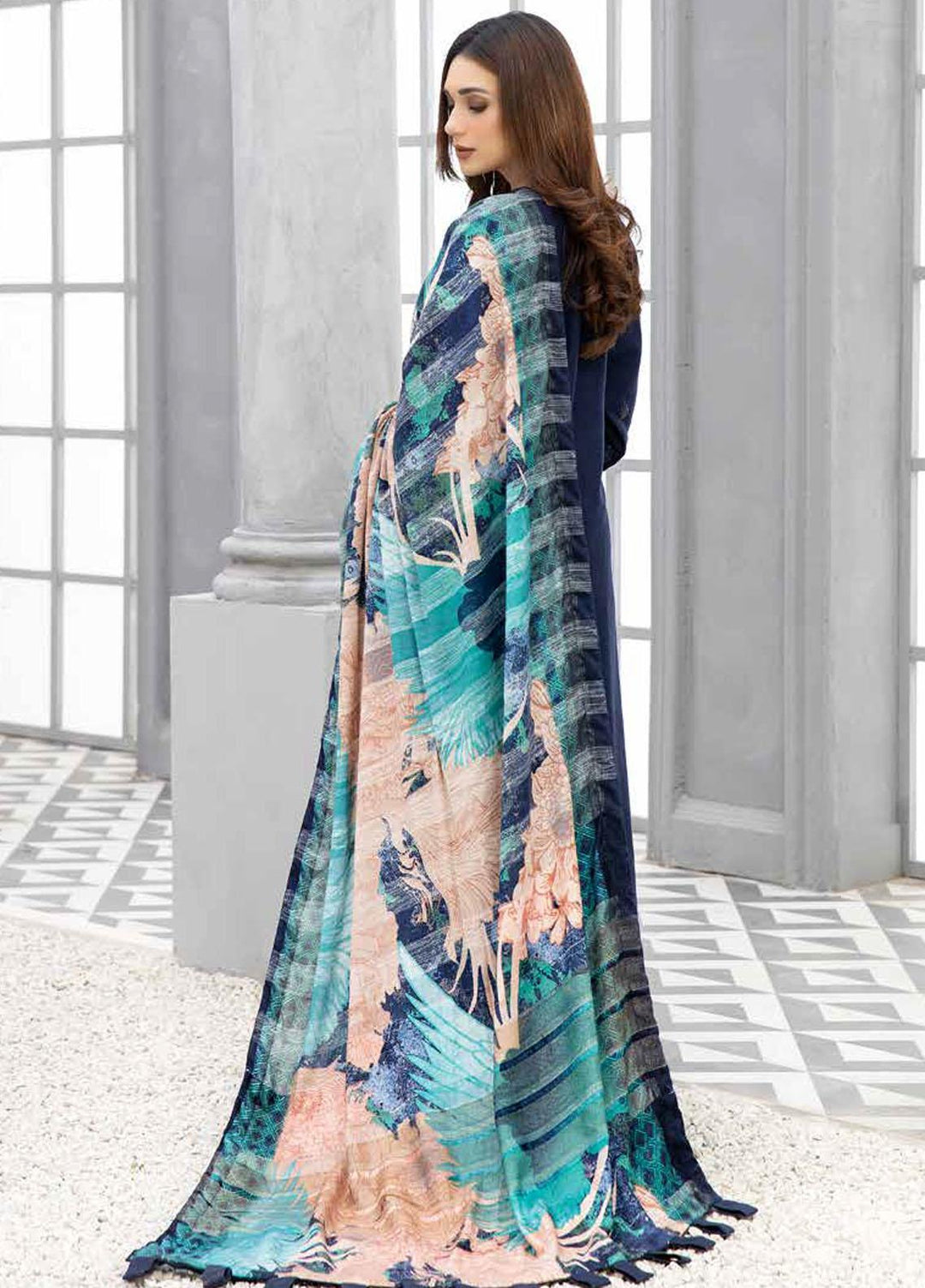 Tehzeeb By Riaz Arts Embroidered Leather Peach Suits Unstitched 3 Piece RA22TL5 TL-124 - Winter Collection