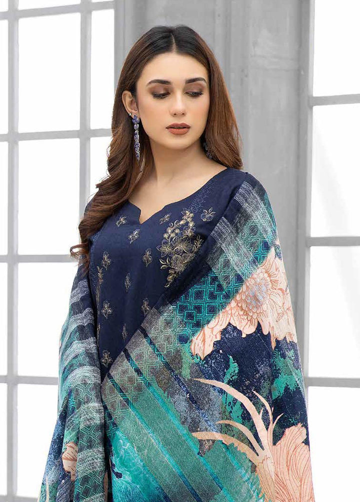 Tehzeeb By Riaz Arts Embroidered Leather Peach Suits Unstitched 3 Piece RA22TL5 TL-124 - Winter Collection