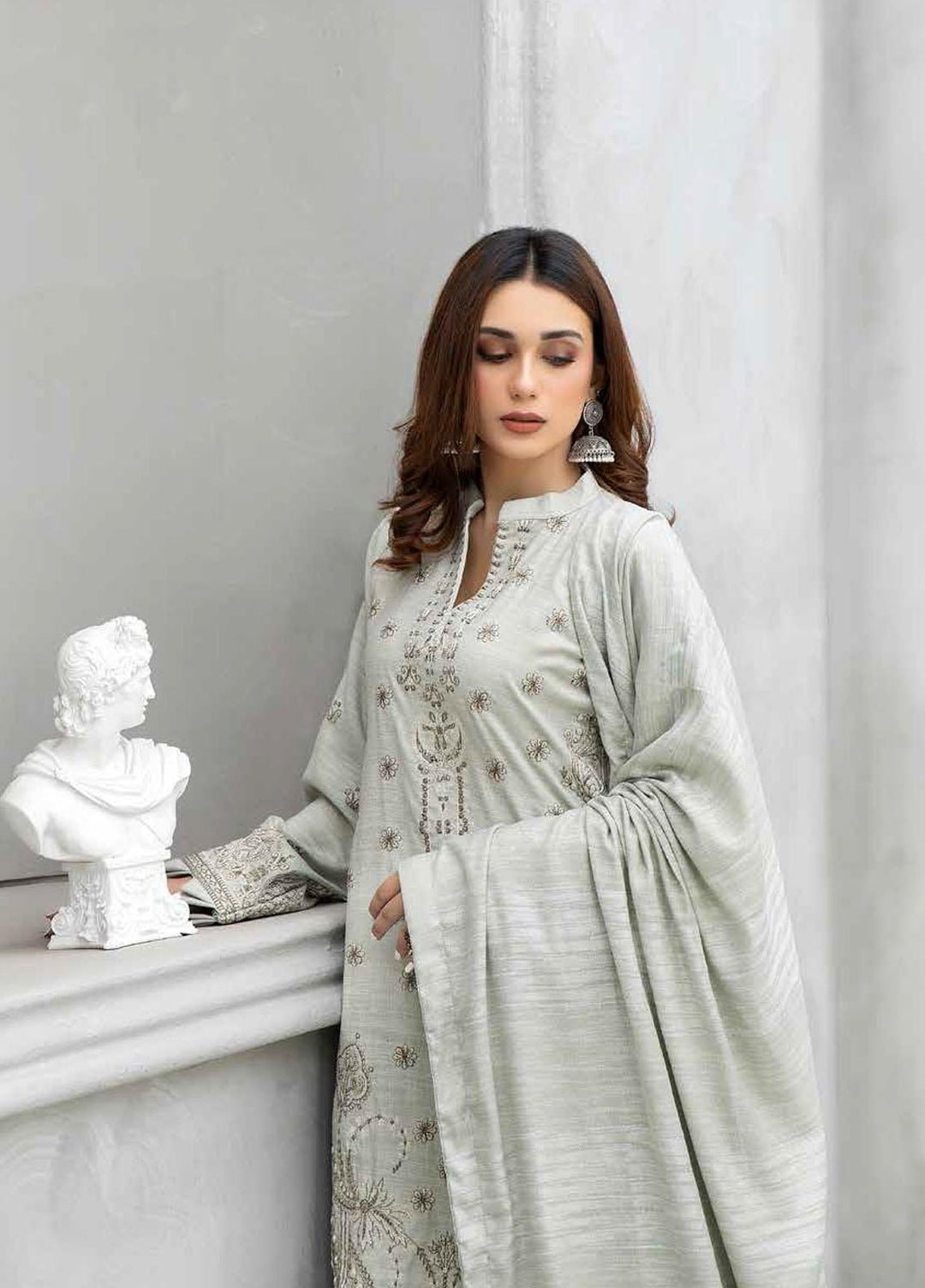 Tehzeeb By Riaz Arts Embroidered Leather Peach Suits Unstitched 3 Piece RA22TL5 TL-126 - Winter Collection